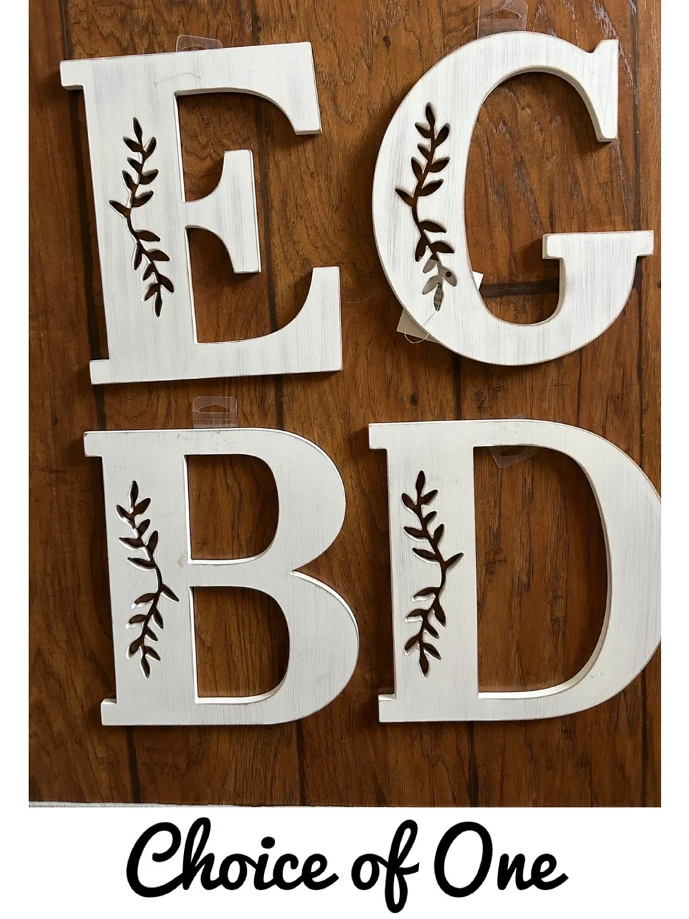 White Decorative Wall Letters choice of one: D, G, E or B (choose 1)